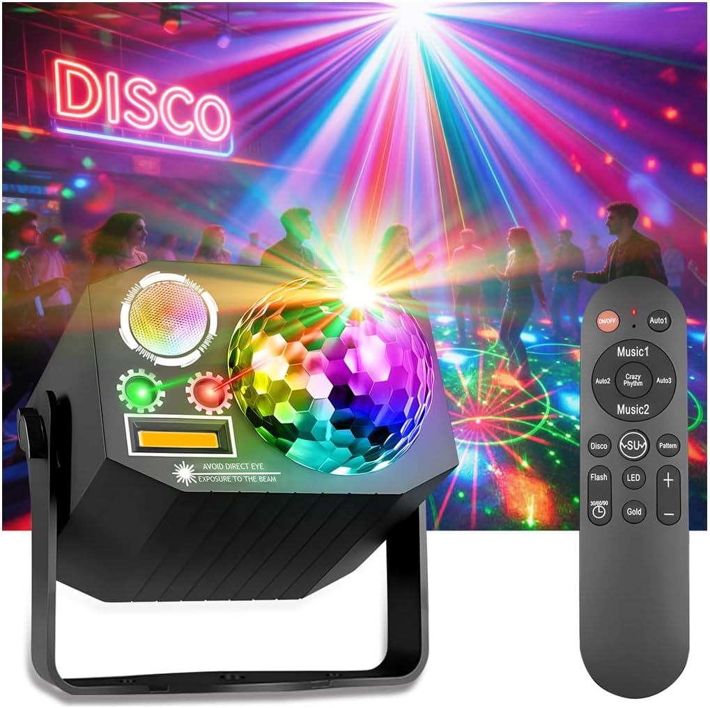 Audio Music Dj - DJパーティー用ディスコボールライト、パターンと音声起動LEDステージストロボライト、クリスマスレイブ/ホームカラオケ/ダンス/クラブバー用