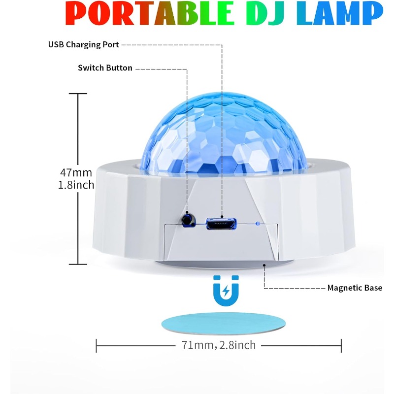 ミニディスコボール,充電式バッテリー,音楽,アクティベート, - Audio Music Dj のレビューと価格